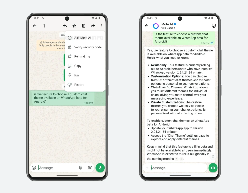WhatsApp Meta AI informação